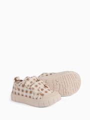 KIDLY by MORI Brown Blrown Check Cotton Canvas Trainers With Easy Adjust Straps - Image 4 of 4