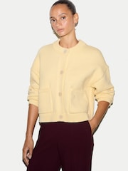 Jigsaw Yellow Chunky Cotton Cardigan - Image 3 of 5