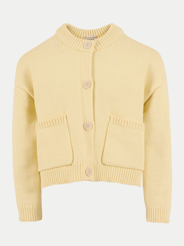 Jigsaw Yellow Chunky Cotton Cardigan - Image 5 of 5 Jigsaw Yellow Chunky Cotton Cardigan - Image 5 of 5