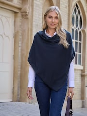 Bleu marine - Poncho Gassato en cachemire Pure Collection - Image 1 sur 3