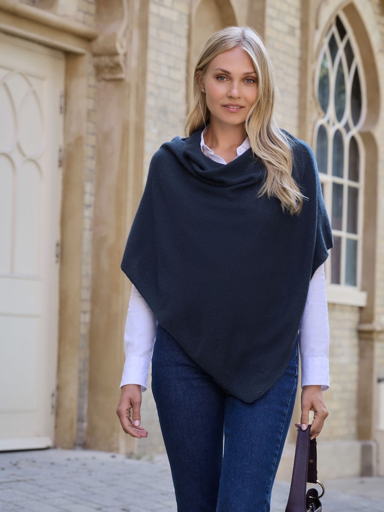 Bleu marine - Poncho Gassato en cachemire Pure Collection - Image 1 sur 3