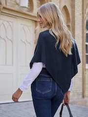 Bleu marine - Poncho Gassato en cachemire Pure Collection - Image 2 sur 3