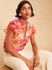 Ombre Geometric - Love & Roses - Blusa con maniche svasate - Immagine 1 di 4