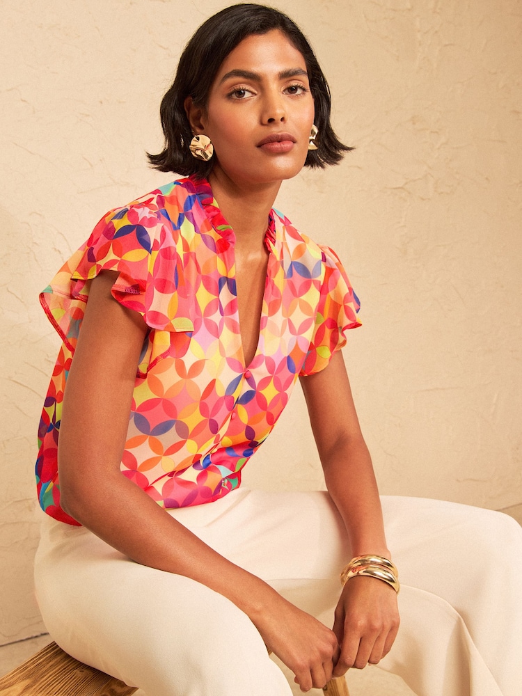 Ombre Geometric - Love & Roses - Blusa con maniche svasate - Immagine 1 di 4