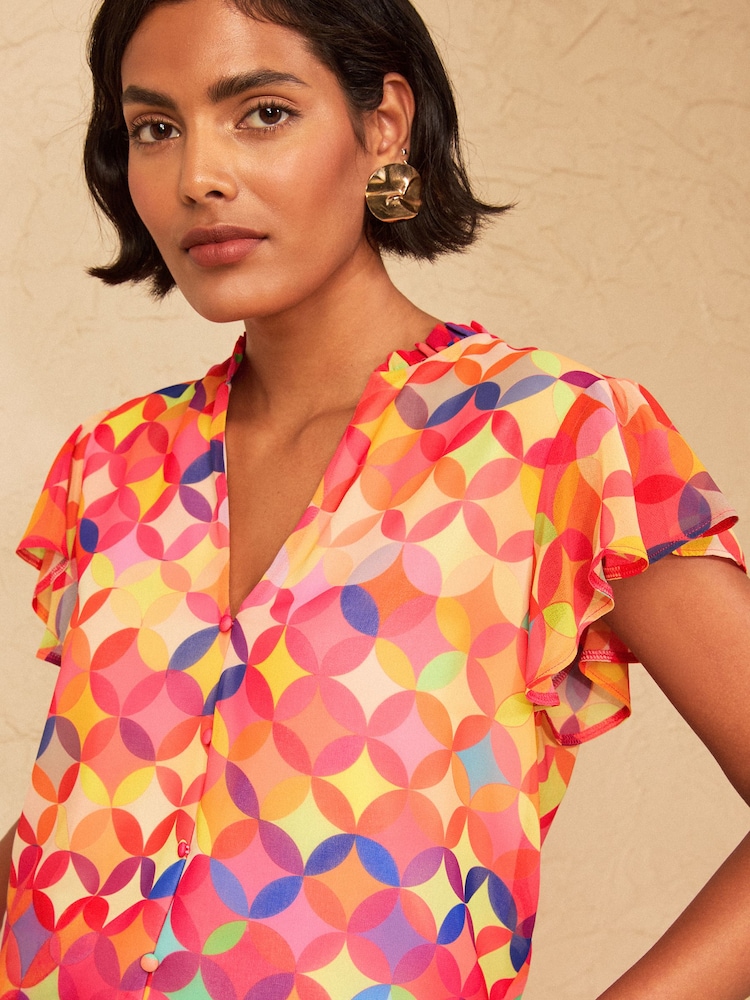 Ombre Geometric - Love & Roses - Blusa con maniche svasate - Immagine 2 di 4