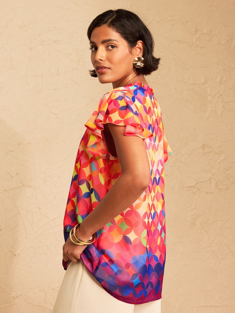 Ombre Geometric - Love & Roses - Blusa con maniche svasate - Immagine 4 di 4
