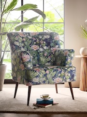 Clarke and Clarke Midnight Blue Wedgwood Waterlily Large Armchair - Image 1 of 3