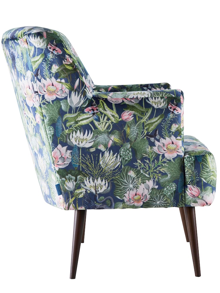 Clarke and Clarke Midnight Blue Wedgwood Waterlily Large Armchair - Image 2 of 3