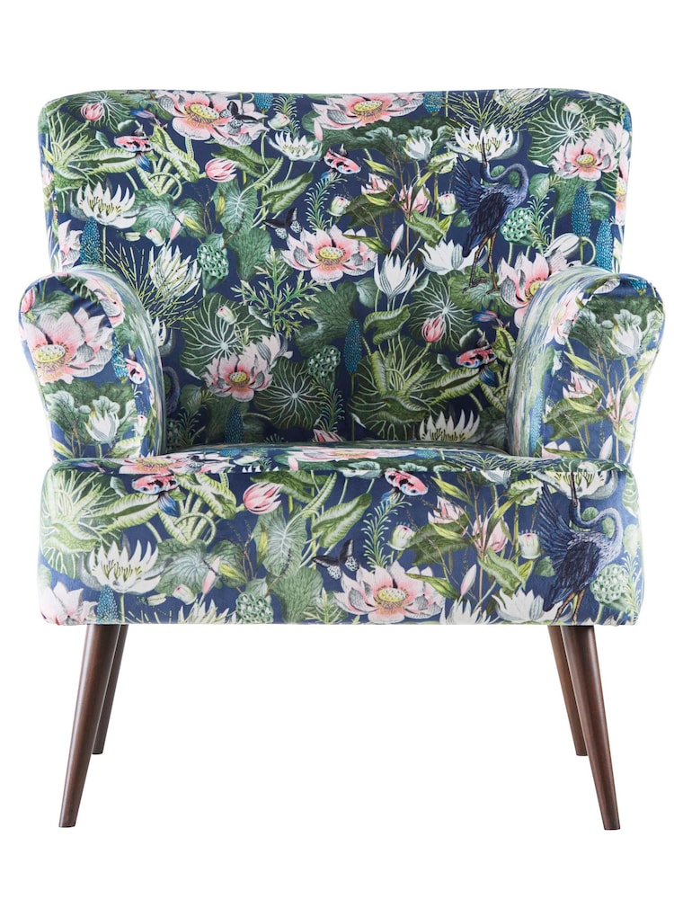 Clarke and Clarke Midnight Blue Wedgwood Waterlily Large Armchair - Image 3 of 3