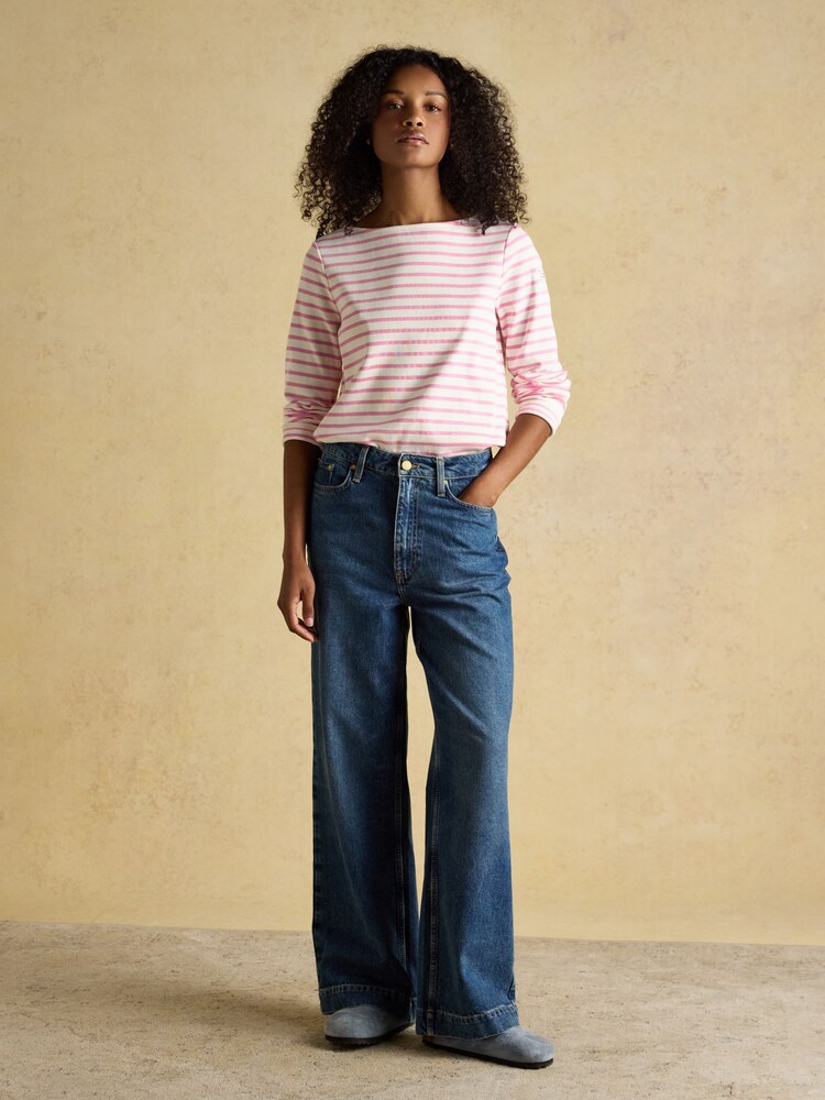 Joules Navy/Pink Harbour Navy & Pink Striped Boat Neck Breton Tops (2 Pack) - Image 7 of 7 Joules Navy/Pink Harbour Navy & Pink Striped Boat Neck Breton Tops (2 Pack) - Image 7 of 7