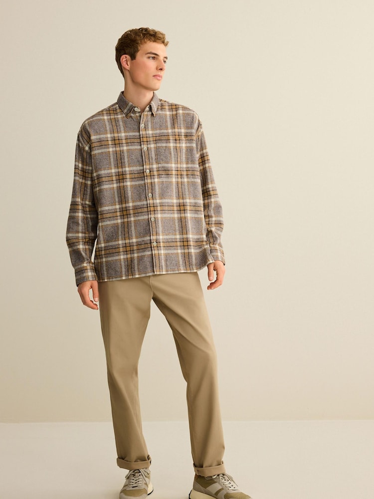 Grey/White Relaxed Fit Check Long Sleeve Shirt - Image 2 of 9