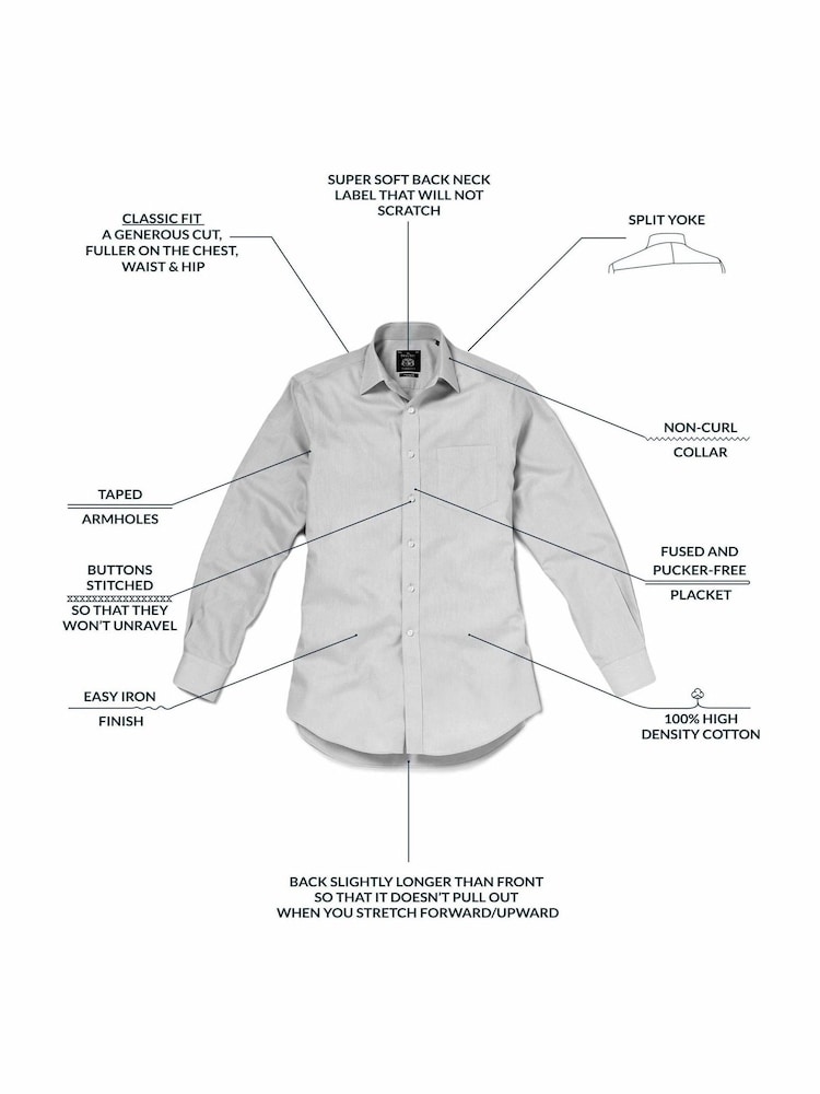 Savile Row Company Classic Fit Twill 100% Cotton Single Cuff Formal Shirt - Image 4 of 5