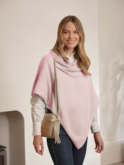 Pure Collection Shell Pink Cashmere Gassato Poncho - Image 1 of 2