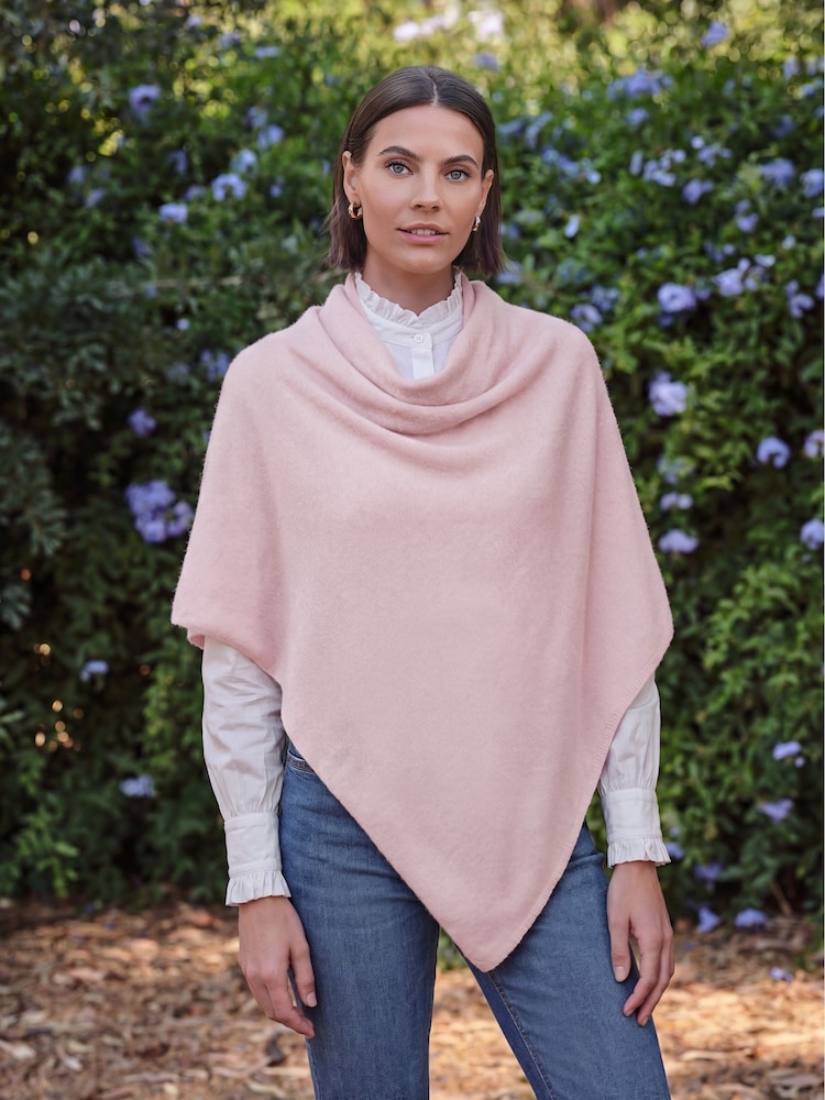 Pure Collection Shell Pink Cashmere Gassato Poncho - Image 2 of 2 Pure Collection Shell Pink Cashmere Gassato Poncho - Image 2 of 2