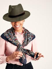 Joules Middleton Navy Printed Square Scarf - Image 1 of 6