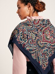Joules Middleton Navy Printed Square Scarf - Image 2 of 6