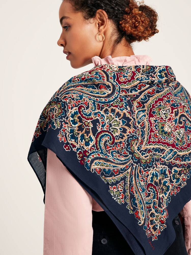 Joules Middleton Navy Printed Square Scarf - Image 2 of 6