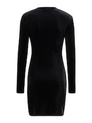 Pour Moi Black Fuller Bust Suki Velvet Wrap Bodycon Dress - Image 4 of 4