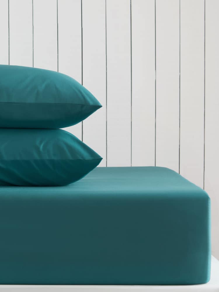 Blue Dark Teal Cotton Rich Deep Fitted Sheet - Image 1 of 2