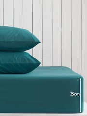 Blue Dark Teal Cotton Rich Deep Fitted Sheet - Image 2 of 2