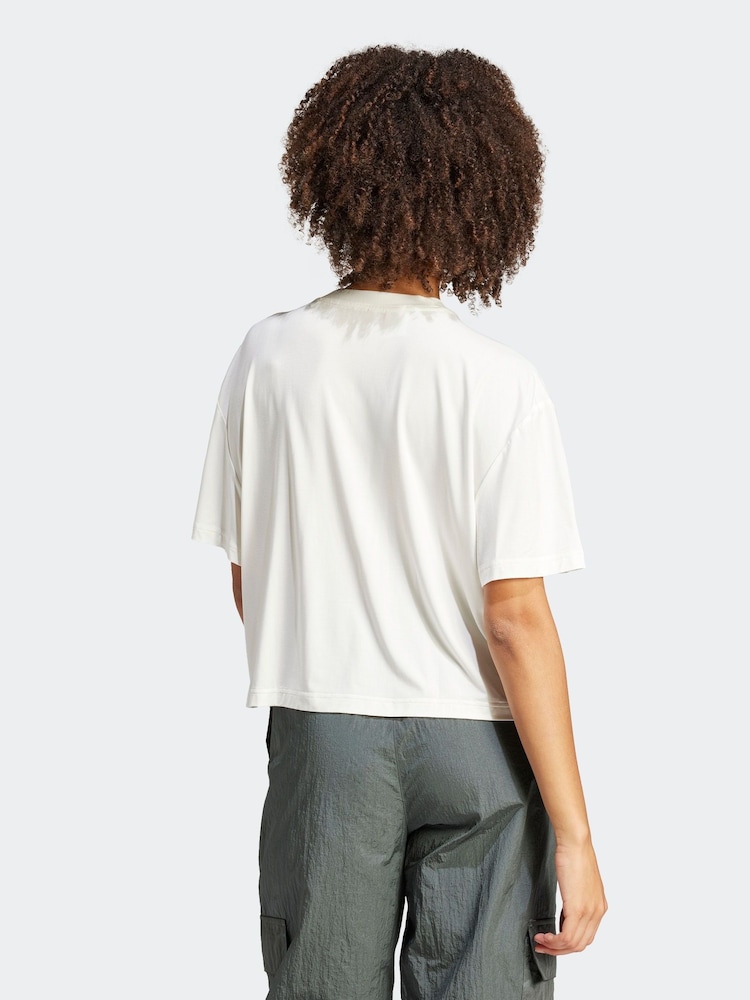 adidas White Sportswear City Escape Loose Crop T-Shirt - Image 2 of 6
