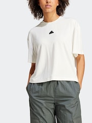 adidas White Sportswear City Escape Loose Crop T-Shirt - Image 3 of 6