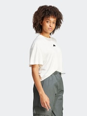 adidas White Sportswear City Escape Loose Crop T-Shirt - Image 4 of 6