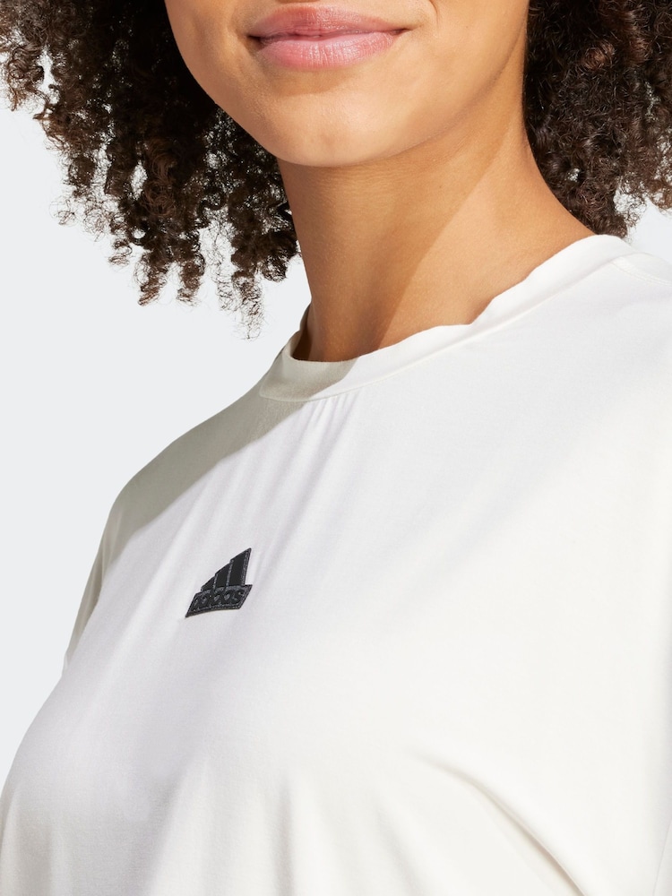 adidas White Sportswear City Escape Loose Crop T-Shirt - Image 6 of 6