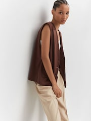 Mango Chaleco Recto Oversize Brown Waistcoat - Image 2 of 7