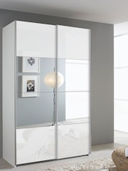 Rauch White Courtney Glass and Centre 1.3m Sliding Mirror Semi Fitted Wardrobe - Image 1 of 2