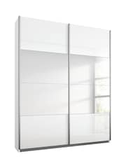 Rauch White Courtney Glass and Centre 1.3m Sliding Mirror Semi Fitted Wardrobe - Image 2 of 2