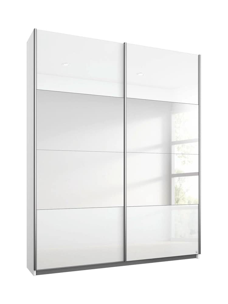 Rauch White Courtney Glass and Centre 1.3m Sliding Mirror Semi Fitted Wardrobe - Image 2 of 2