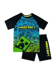 Character Green Minecraft Playstation Short 100% Cotton Pyjamas - Image 1 of 5