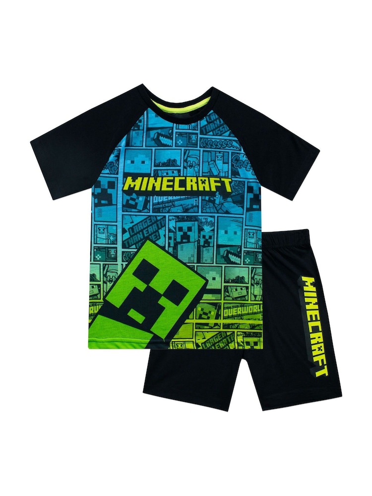 Character Green Minecraft Playstation Short 100% Cotton Pyjamas - Image 1 of 5