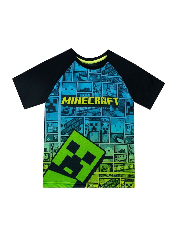 Character Green Minecraft Playstation Short 100% Cotton Pyjamas - Image 2 of 5