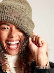 Joules Eloise Brown Oversized Knitted Beanie Hat - Image 2 of 4