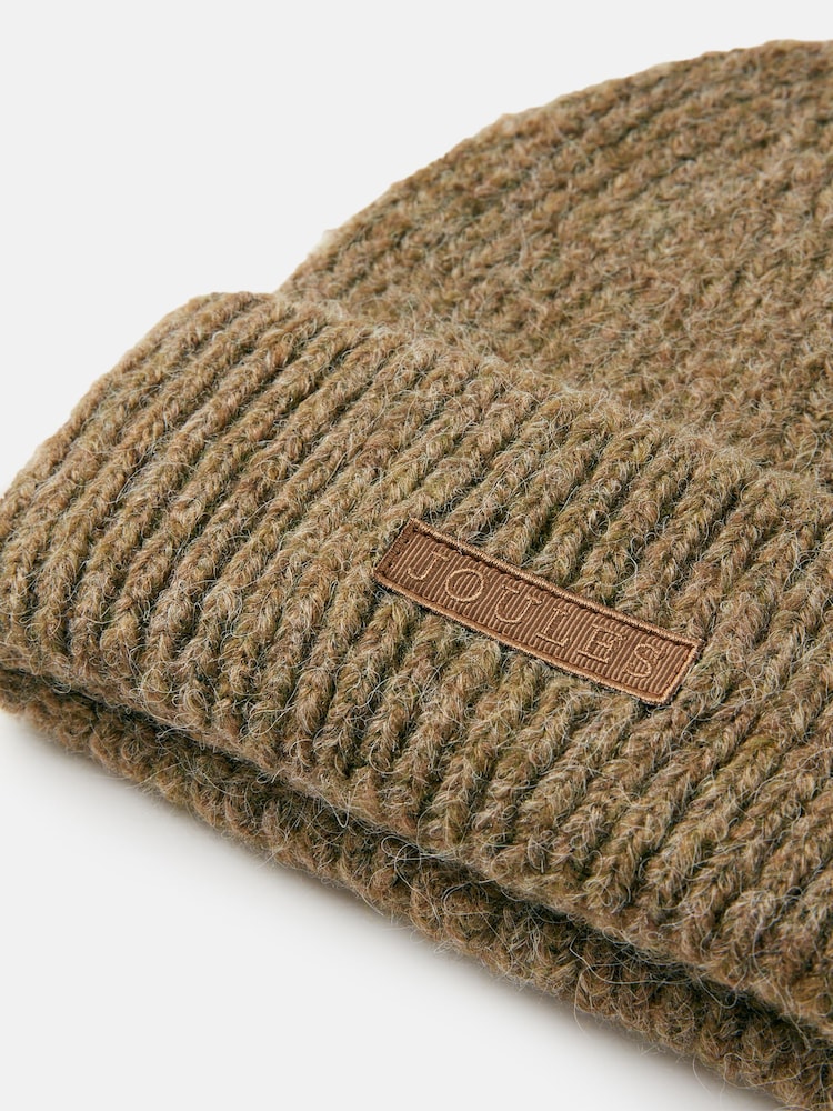 Joules Eloise Brown Oversized Knitted Beanie Hat - Image 4 of 4
