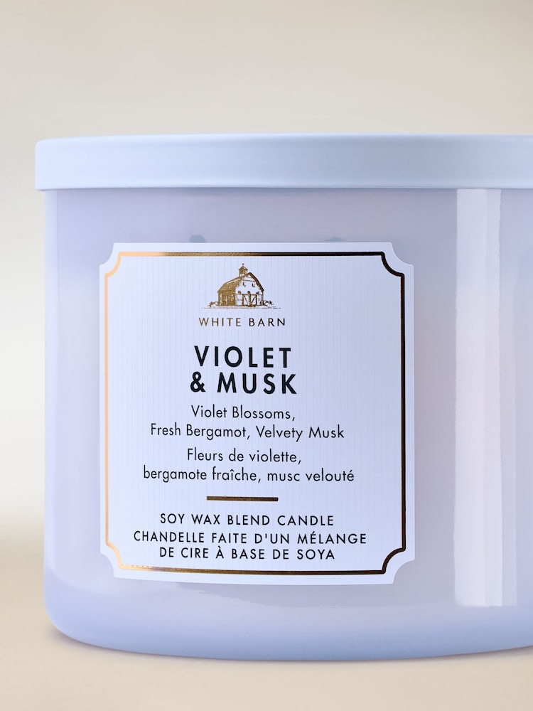 Bath & Body Works Violet & Musk 3 Wick Candle 411g - Image 2 of 3 Bath & Body Works Violet & Musk 3 Wick Candle 411g - Image 2 of 3