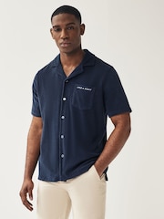 Lyle & Scott Navy Blue Towelling Resort Shirt - Image 1 of 5
