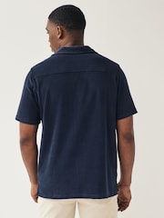 Lyle & Scott Navy Blue Towelling Resort Shirt - Image 3 of 5