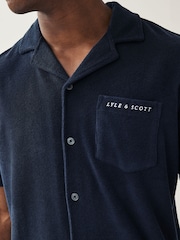 Lyle & Scott Navy Blue Towelling Resort Shirt - Image 4 of 5