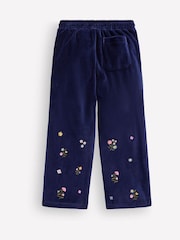 Boden Blue Velour Wide Leg Joggers - Image 2 of 3