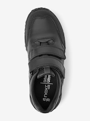 Black Wide Fit (G) School Leather Double Strap Shoes - Image 5 of 10