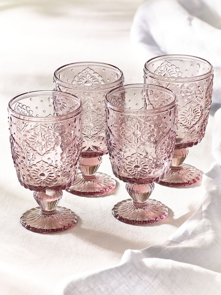 Set of 4 Pink Sophia Wine Glasses - Image 2 of 4