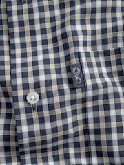 Navy Blue Gingham Check Easy Iron Button Down Oxford Shirt - Image 5 of 5