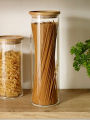 Clear Glass Pasta Jar with Bamboo Lid - Image 2 of 3