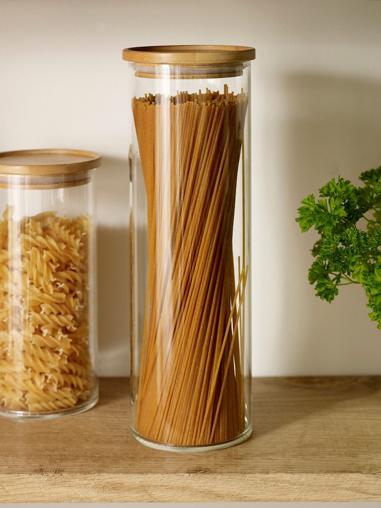 Clear Glass Pasta Jar with Bamboo Lid - Image 2 of 3