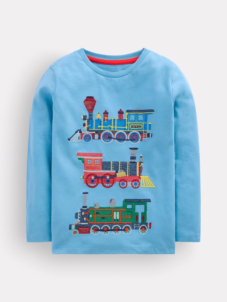 Boden Light Blue Long Sleeve Superstitch T-Shirt - Image 1 of 3