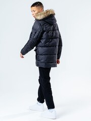 Hype. Black Faux Fur Hooded Kids Explorer Coat - Image 2 of 6