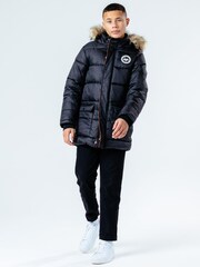 Hype. Black Faux Fur Hooded Kids Explorer Coat - Image 3 of 6